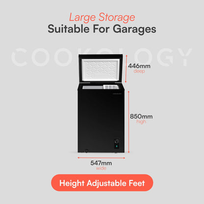 Cookology CCFZ99BK Freestanding Chest Freezer in Black - 99 Litre Capacity - For Kitchens