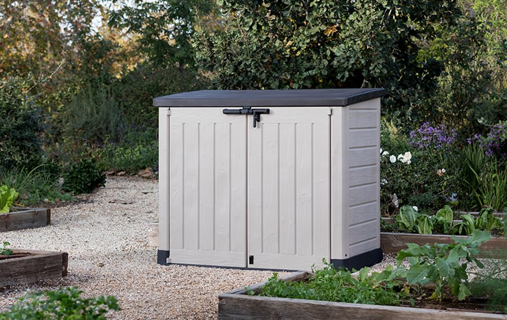 Keter Store-It Out Max Outdoor Garden Storage Shed, Beige and Brown, 145.5 x 82 x 125 cm (L x H x W)