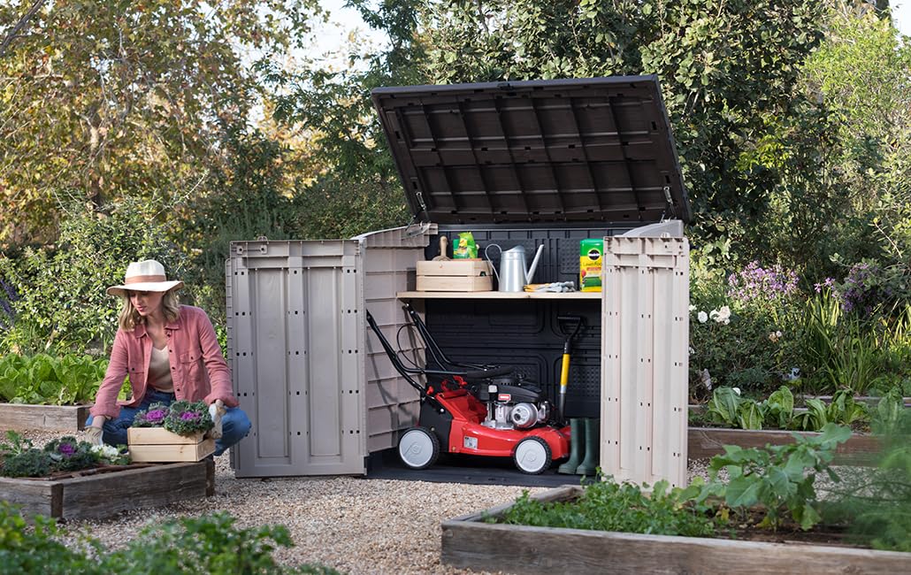 Keter Store-It Out Max Outdoor Garden Storage Shed, Beige and Brown, 145.5 x 82 x 125 cm (L x H x W)