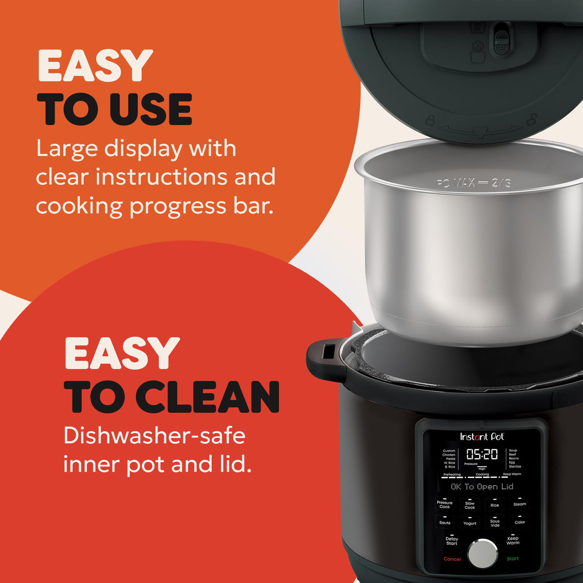 Instant Pot Duo Plus with WhisperQuiet Multi-Cooker 5.7L - Black, Electric Pressure Cooker, Slow Cooker
