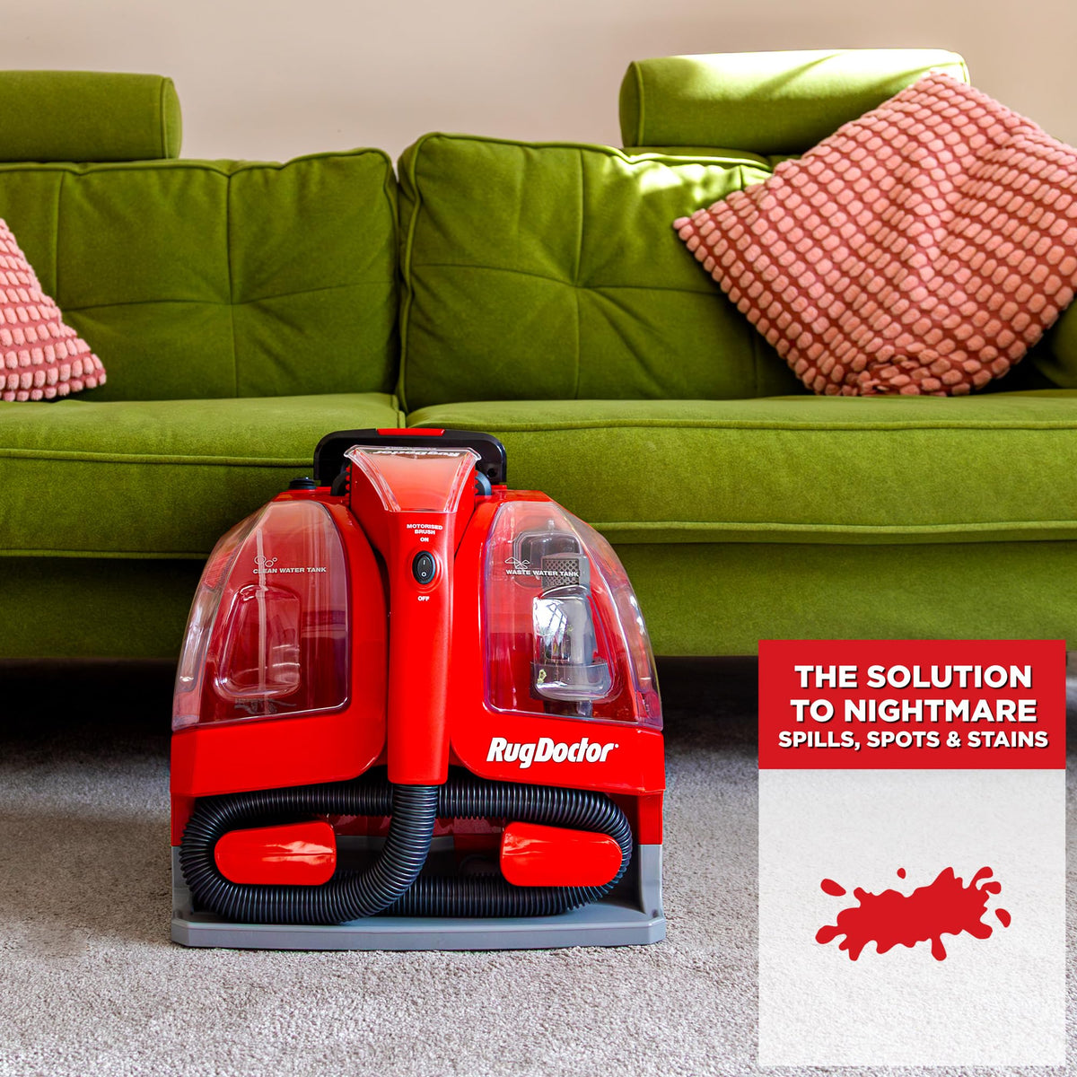Rug Doctor 93306 Portable Spot Cleaner, Plastic, 1100 W, 1.9 liters, Red/Black